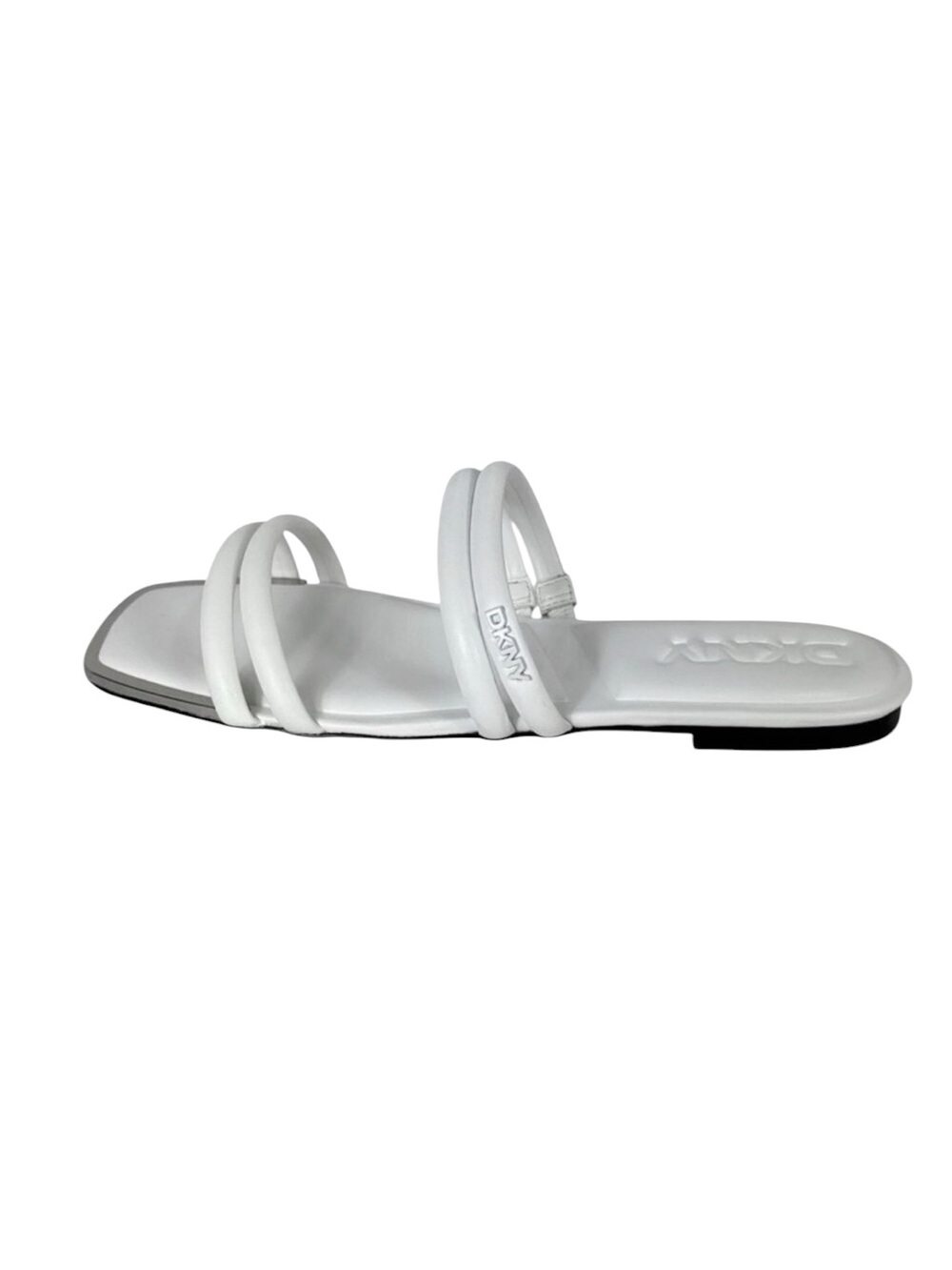 DKNY Dee Women's 8M Multiband Flat Sandal White Square Toe NWOB‎